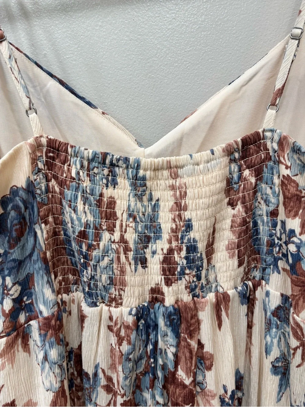 Abercrombie & Fitch Crinckle Textured Floral Maxi Dress Women’s Size XLT